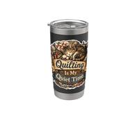 Quilting Is My Quiet Time gato patchwork Vaso térmico de acero inoxidable de doble pared