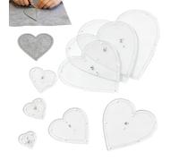 Quilting Template - Heart Shape Ruler, Acrylic Cutting Guides for Pattern Design, 8 Piece Set with Precision Marking, Sewing Tools, Patch work Stencils for Beginner Craft and Family Fun
