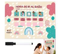 QUIMETS Tabla de Recompensas para Aprender a Ir al Baño, Pizarra Borrable Infantil con Rotulador, Rutina Baño Niños y Niñas, Dejar el Pañal, Entrenamiento WC, Aprendizaje Higiene Infantil en Español