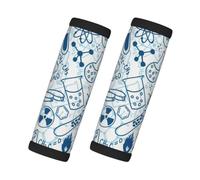 Química azul de dibujos animados, 2 piezas de fundas para asas de equipaje, cubiertas suaves y cómodas para asas de equipaje. Etiqueta para equipaje.