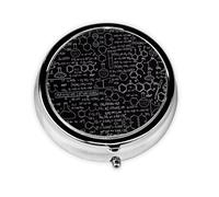 Química científica abstracta. Este pequeño pastillero de viaje redondo y de tres compartimentos es perfecto para almacenar medicamentos diarios, vitaminas y sobre la marcha.