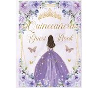 Quinceanera Guest Book Hardcover Purple Lilac Floral Flowers Gold: Mis Quince Años ( Sweet 15 Birthday) Keepsake Memento Guest Messages and Memories