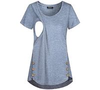 Quinee - Túnica casual de lactancia con botones laterales para mujer, Azul/claro, Medium