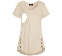 Quinee - Túnica de lactancia con botones laterales para mujer - Beige - Small