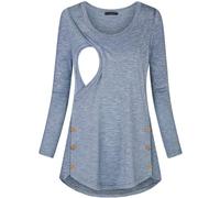 Quinee túnica de Maternidad con Botones Laterales para Mujer - Azul - X-Large(48)