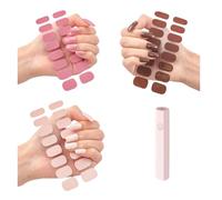 Quinnas Kit de Pegatinas de Gel para Uñas con Luz UV, Lima y Palito de Madera - DIY (D-3pcs)