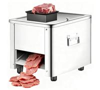 QuinteZhenTially Máquina Cortadora Carne Escritorio Comercial 850w,Cortadora Eléctrica Acero Inoxidable,Cortadora Fiambre,para Pollo,Pescado,Carne Res,Verduras Rebanadas Tiras Cubos 3.5mm