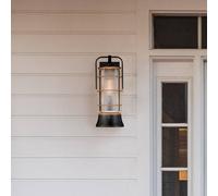 Quintiesse Aplique de exterior RIVAMAR, altura 41 cm, negro/dorado, IP44 E27