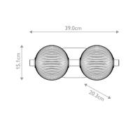 Quintiesse Aplique de pared LED PALMAS dorada/gris humo Ancho 39 cm 2 luces IP44 EC:EPREL:2218495