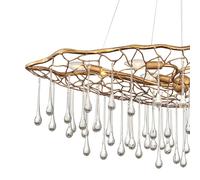 Quintiesse Lámpara colgante Laguna, color dorado con gotas de cristal, 8 luces