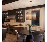 Quintiesse Lámpara colgante Linara, negro/latón, 6 luces