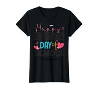 Quinto Grado Feliz Primer Día De Regreso A La Escuela Camiseta gráfica económica, Mujer, Negro, M