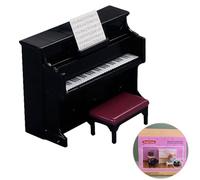 Quintrost Mini Adornos de Piano con Taburete, 1:12, decoración de casa de muñecas, Juego de Muebles, Modelo de Piano simulado, Accesorios de Juguete, decoración de Muebles de jardín