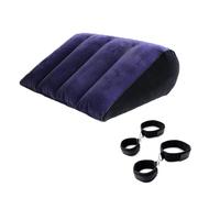 Quintrost Sex Almohada para Parejas con Correa de Esclavitud, Almohada Inflable Multifuncional para Mujer y Hombre Jugetes Sexuales, Portátil Cojín Triangularde Viaje, Sexo Postural Auxiliar (Azul)