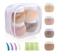 quiodok 4 Pieza Botes Silicona Viaje 30ml Botes Viaje Crema Botes de Viaje Rellenables Silicona Frascos de Crema de Silicona con Bolsa Transparente para Maquillaje de viaje Crema Loción (50ml)