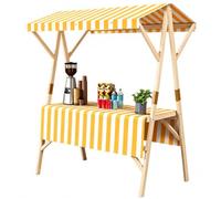 Quiosco de Mercado con Toldo, Carritos De Comida, Quiosco Portátil De Venta De Comida Al Aire Libre para Comida Callejera Y Mercados De Agricultores(Yellow,L 150cm/59.1in)