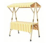 Quiosco de Mercado con Toldo Y Ruedas, Puesto Portátil De Madera para Mercados Agrícolas, para Comida Callejera, Puesto De Limonada, Ferias Artesanales Y Eventos(Yellow,L 120cm/47.2in)