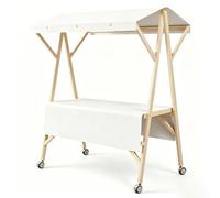 Quiosco de Mercado con Toldo Y Ruedas, Puesto Portátil De Madera para Mercados Agrícolas, para Comida Callejera, Puesto De Limonada, Ferias Artesanales Y Eventos(White,L 150cm/59.1in)