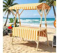 Quiosco de Mercado, Puesto de Mercado de Madera Plegable con Toldo, Carrito Vendedor Portátil para Eventos al Aire Libre, Mercados & Comida Callejera(Yellow,L 120cm/47.2in)