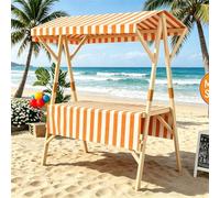 Quiosco de Mercado, Puesto de Mercado de Madera Plegable con Toldo, Carrito Vendedor Portátil para Eventos al Aire Libre, Mercados & Comida Callejera(Orange,L 150cm/59.1in)