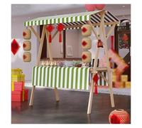 Quiosco móvil, cabina de venta plegable con toldo y mantel, carrito de alimentos portátil con ruedas para helados, postres, dulces y frutas