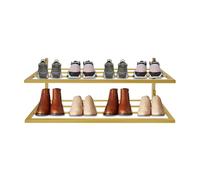 QUIOTUIR - Estantería para zapatos de 2 niveles de pared, soporte de zapatos de metal, para guardar zapatos, capacidad de 13,6 kg, mueble de almacenamiento para chimenea, sala de estar, entrada