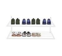 QUIOTUIR - Estantería para zapatos de 2 niveles de pared, soporte de zapatos de metal, para guardar zapatos, capacidad de 13,6 kg, mueble de almacenamiento para chimenea, salón, entrada, pasillo
