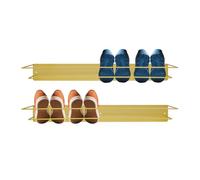 QUIOTUIR - Juego de 2 estantes para zapatos de pared de metal, almacenamiento de zapatos, capacidad de 9 kg, armario para zapatos planos, deportivos, informales, 80 x 16 x 10 cm (dorado)