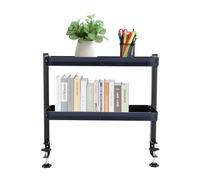 QUIOTUIR - Mesa de mesa con pinza de 2 niveles con bandeja de almacenamiento ajustable máx. grosor de mesa 43 mm, organizador de escritorio para oficinas, salones (Negro)