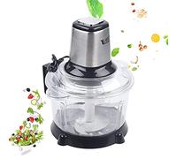 QUIOTUIR Trituradora eléctrica de acero inoxidable de 5 L, 300 W, 2 niveles de velocidad con 3 cuchillas de acero inoxidable, batidora de alimentos, picadora de cocina, máquina de minería para carne