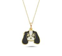 Quipo Cavalier King Charles - Collar esmaltado de perro negro - Regalo para los amantes de las mascotas - Collar de perro - Collar con dije - Colgante de perro en una cadena - Color dorado, talla