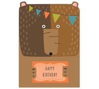 Quire Paper Statues Card Happy Birthday Brown Bear - Tarjeta de felicitación de cumpleaños