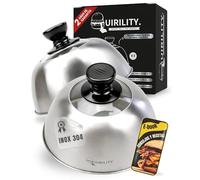 QUIRILITY | Campana Para Smash Burger De Acero Inoxidable 304. Set 2 Campanas Queso Derretido y Barbacoa con Ventana Transparente y Agarre Ergonómico Antiquemaduras. Complemento Ideal Smash Burger Kit