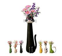 Quirky - Jarrón de flores de gato, cerámica hecha a mano, forma extraña, 7.5 pulgadas, decoración bohemia para el hogar, regalo único para los amantes de los gatos (tipo C)