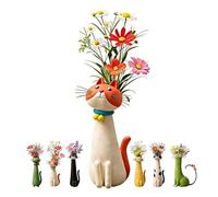 Quirky - Jarrón de flores de gato, cerámica hecha a mano, forma extraña, 7.5 pulgadas, decoración bohemia para el hogar, regalo único para los amantes de los gatos (tipo f)