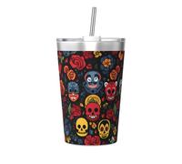 Quirky Prints - Taza térmica de paja cónica estampada, taza de paja aislada, perfecta para uso en el gimnasio o para llevar contigo