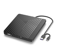 Quirlig Lector CD DVD Externo, USB 3.0 y Type-C Grabadora CD DVD Unidad Externa, Ultradelgado Disquetera Externa CD DVD +/-RW Drive para PC Laptop Desktop MacBook Mac OS Win11/10/8/7/XP Linux Vista
