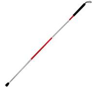 QUIRUMED - Bastón Plegable para Invidentes | Aluminio Resistente | Empuñadura Plástica Cómoda | 4 Puntos de Plegado, Plata y Rojo, Plástico