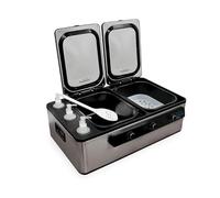 QUIRUMED Calentador de Piedras y Aceite para Masajes 2 en 1, 11L, Acero Inoxidable, Temperatura Ajustable Independiente, 5 Zonas de Calor, Sensor Digital, Recipientes para Aceite y Piedras