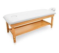 QUIRUMED Camilla de Masaje de Madera Fija Easy, Color Blanco, Cama de Masaje, Polipiel, Altura Regulable, Cabezal extraíble, Bandeja apoyabrazos, Tapizado Alta Densidad, hasta 220 kg