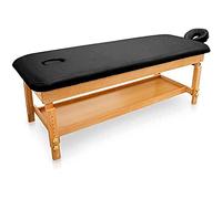 QUIRUMED Camilla de Masaje de Madera Fija Easy, Color Negro, Cama de Masaje, Polipiel, Altura Regulable, Cabezal extraíble, Bandeja apoyabrazos, Tapizado Alta Densidad, hasta 220 kg