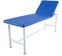 QUIRUMED Camilla de Masaje Fija de Acero, Polipiel, Color Azul, con tapón Facial, Agujero Facial, Respaldo Ajustable, Ligera, 186 x 62 x 69 cm, hasta 120 kg