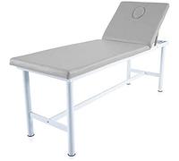 QUIRUMED Camilla de Masaje Fija de Acero, Polipiel, Color Plata, con tapón Facial, Agujero Facial, Respaldo Ajustable, Ligera, 186 x 62 x 69 cm, hasta 120 kg