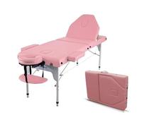 QUIRUMED Camilla de Masaje Plegable de Aluminio Elite, 186 x 66 cm, Color Rosa, Mesa de Masaje, Polipiel, Acolchado Alta Densidad, Ligera, Regulable en Altura