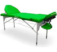QUIRUMED Camilla de Masaje Plegable de Aluminio Pro, 186 x 66 cm, Respaldo abatible, Verde Pistacho, Polipiel, Orificio Facial, Cabezal extraíble, Regulable en Altura, 2 cuerpos, hasta 150 kg
