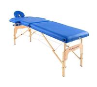 QUIRUMED Camilla de Masaje Plegable de Madera Easy, Color Azul, 186 x 66 cm, Mesa de Masaje, Masaje Fisioterapia, Polipiel, Cabezal articulado, Altura Regulable, 2 cuerpos
