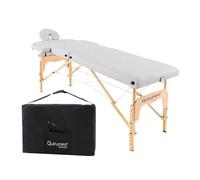 QUIRUMED Camilla de Masaje Plegable de Madera Easy, Color Blanco, 186 x 66 cm, Mesa de Masaje, Masaje Fisioterapia, Polipiel, Cabezal articulado, Altura Regulable, 2 cuerpos