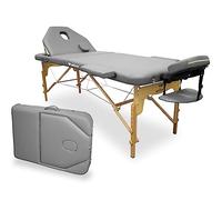 QUIRUMED Camilla de Masaje Plegable WELLCORE, con Respaldo abatible, Fabricada en Madera, Polipiel, 195 x 70 cm, Altura Regulable, Cabezal extraíble, Agujero Facial, Color Plata, hasta 225 kg