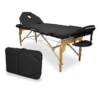 QUIRUMED Camilla de Masaje Plegable WELLCORE, con Respaldo abatible, Fabricada en Madera, Polipiel, 195 x 70 cm, Altura Regulable, Cabezal extraíble, Agujero Facial, Color Negro, hasta 225 kg