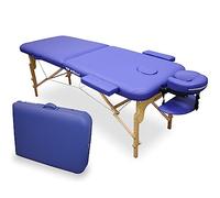 QUIRUMED Camilla de Masaje Plegable WELLCORE, Fabricada en Madera, Polipiel, 185 x 65 cm, Altura Regulable, Cabezal extraíble, Dos Brazos de ampliación, Agujero Facial, Color Azul, hasta 225 kg